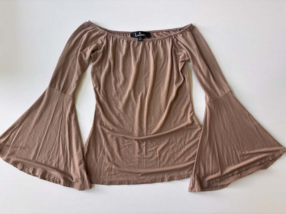 Lulus Brown Long Sleeve Top with Bell Sleeves